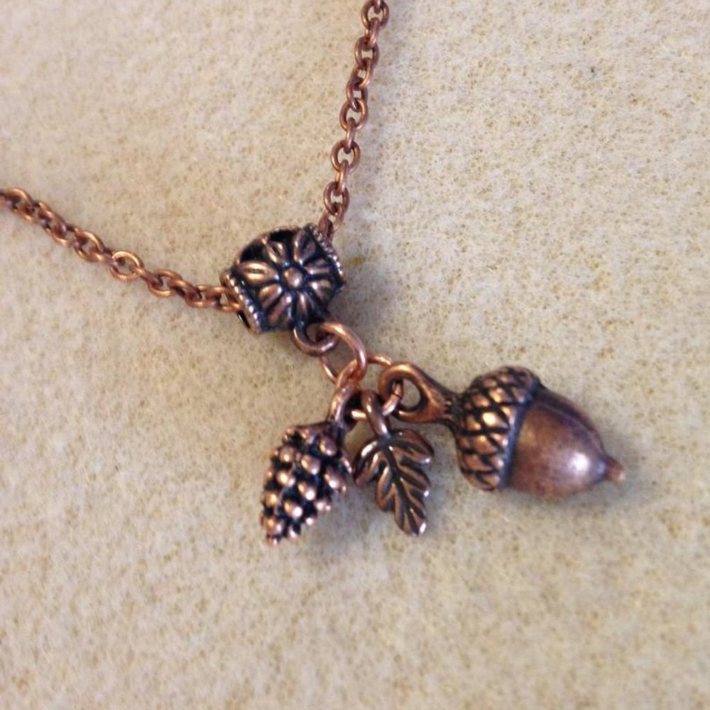 NEW! Copper Pinecone & Acorn Fall necklace #9